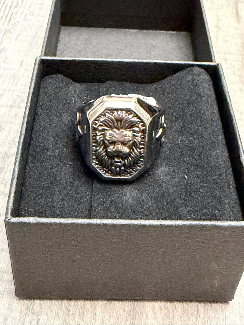 Men’s Metal Lion Head Ring Fleur De Lis Gothic Biker Size 11